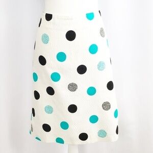 Talbots Teal/White/black Polka Dot Skirt
